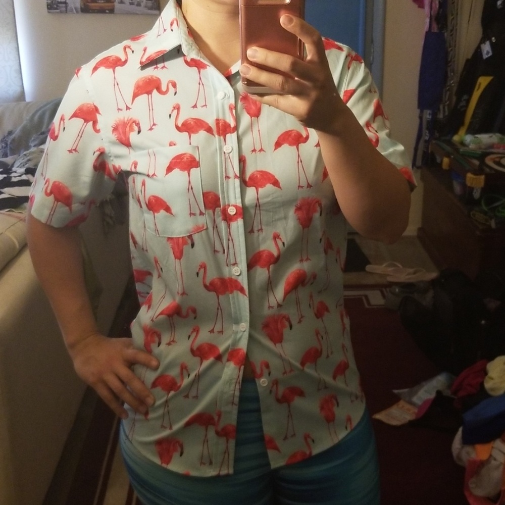Flamingo Button up shirt Medium Large